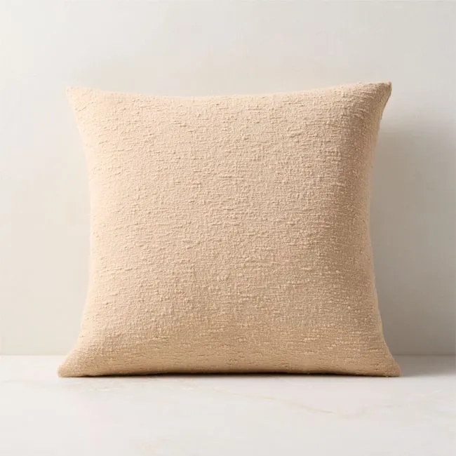 Taupe Boucle Throw Pillow With Down-Alternative Insert 18''x18"