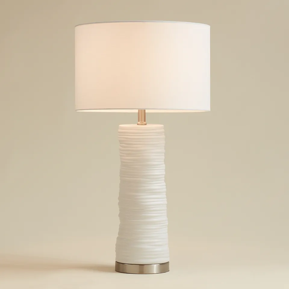 Contours 27 1/2" High Modern White Ceramic Table Lamp with Dimmer