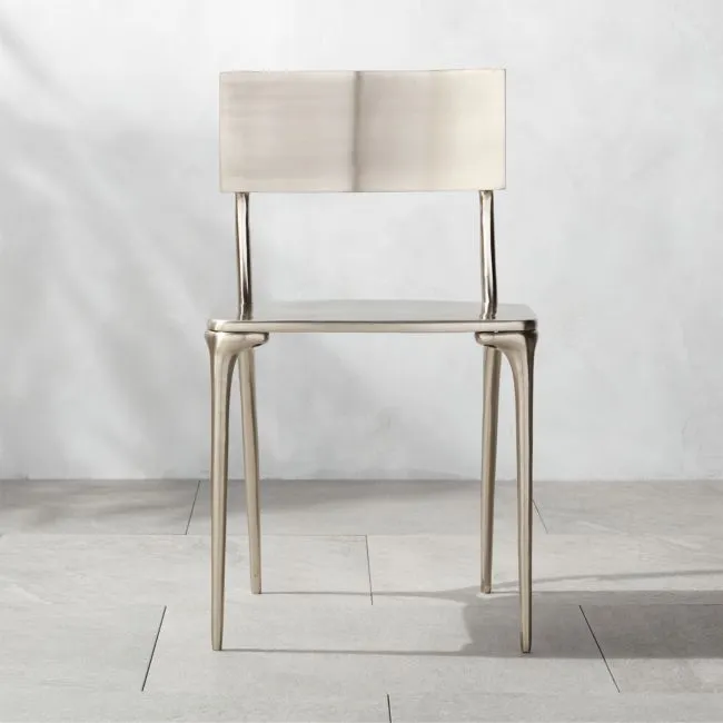 Oro Polished Silver Outdoor Dining Chair Set of 4
