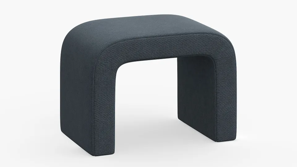 Waterfall Ottoman, Navy Everyday Linen