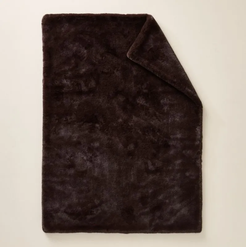 Astor Double-Sided Dark Brown Faux Fur Throw Blanket 50"x70"