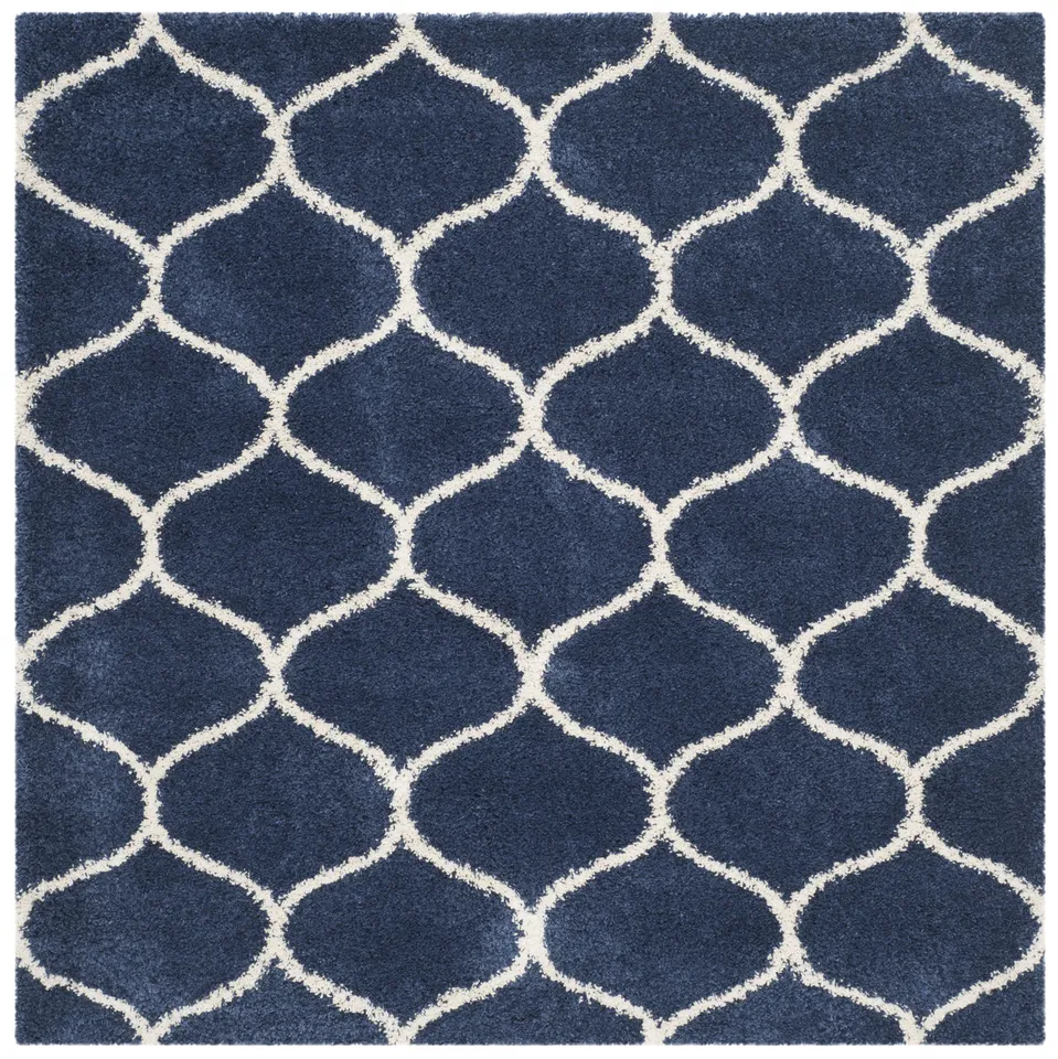 Arlo Home Woven Area Rug, SGH280C, Navy/Ivory,  9' X 9' Square
