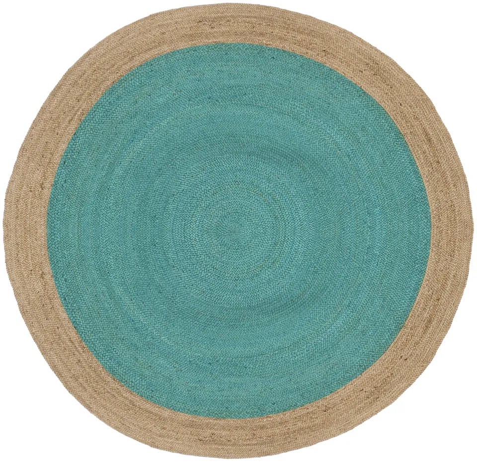 Arlo Home Hand Woven Area Rug, NF801E, Teal/Natural,  8' X 8' Round
