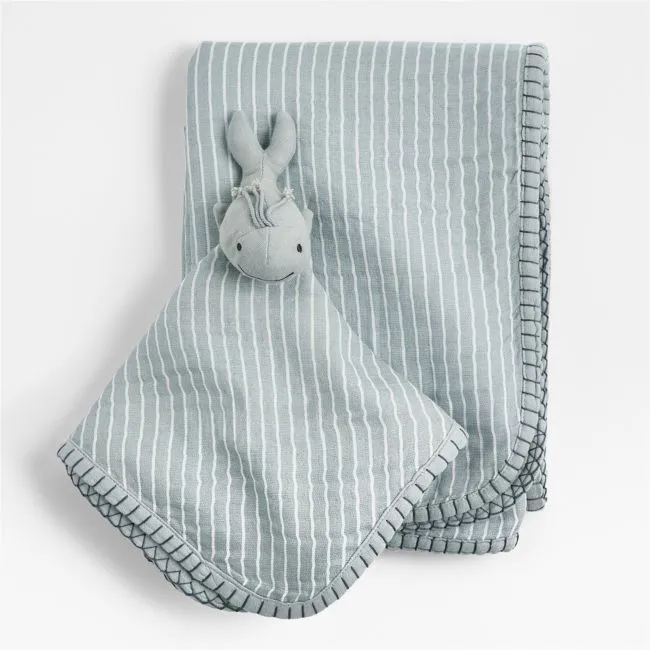 Whale Lovey and Baby Stroller Blanket Gift Set