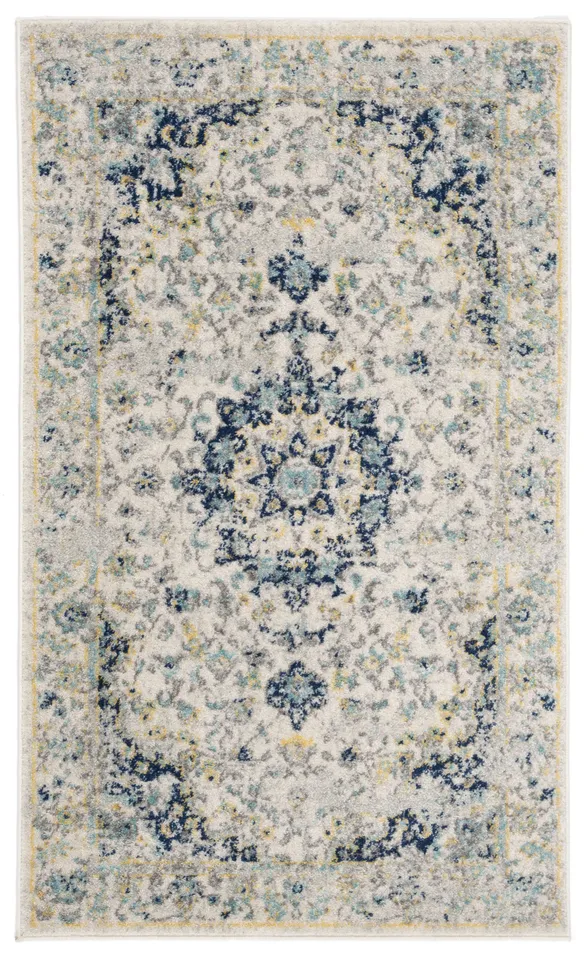 Arlo Home Woven Area Rug, MAD155M, Ivory/Blue,  3' X 5'