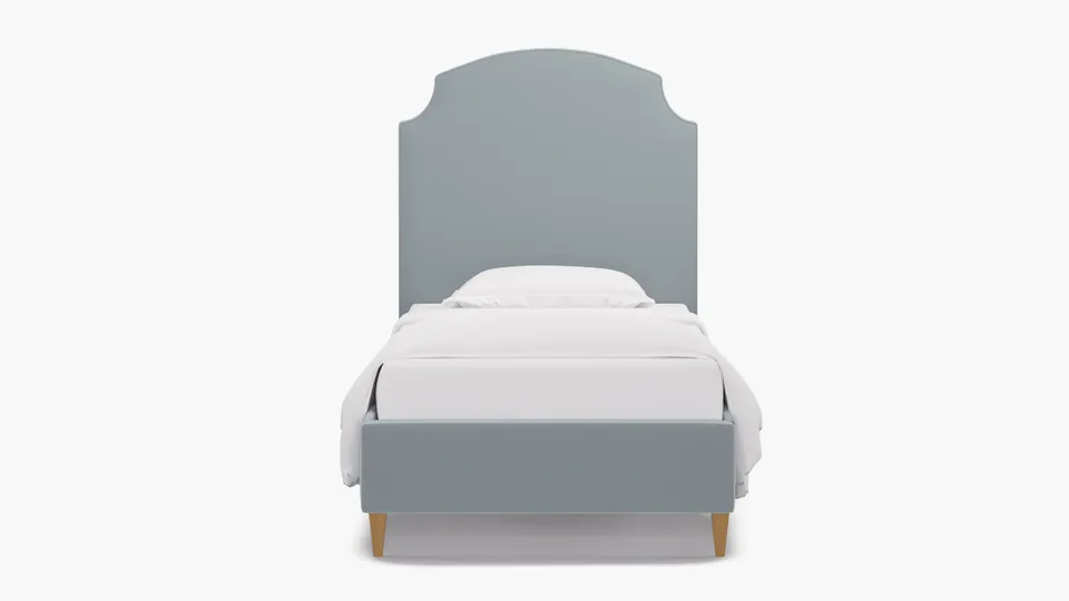 Cove Bed, Sterling Performance Velvet, Natural Square Tapered Leg, Twin