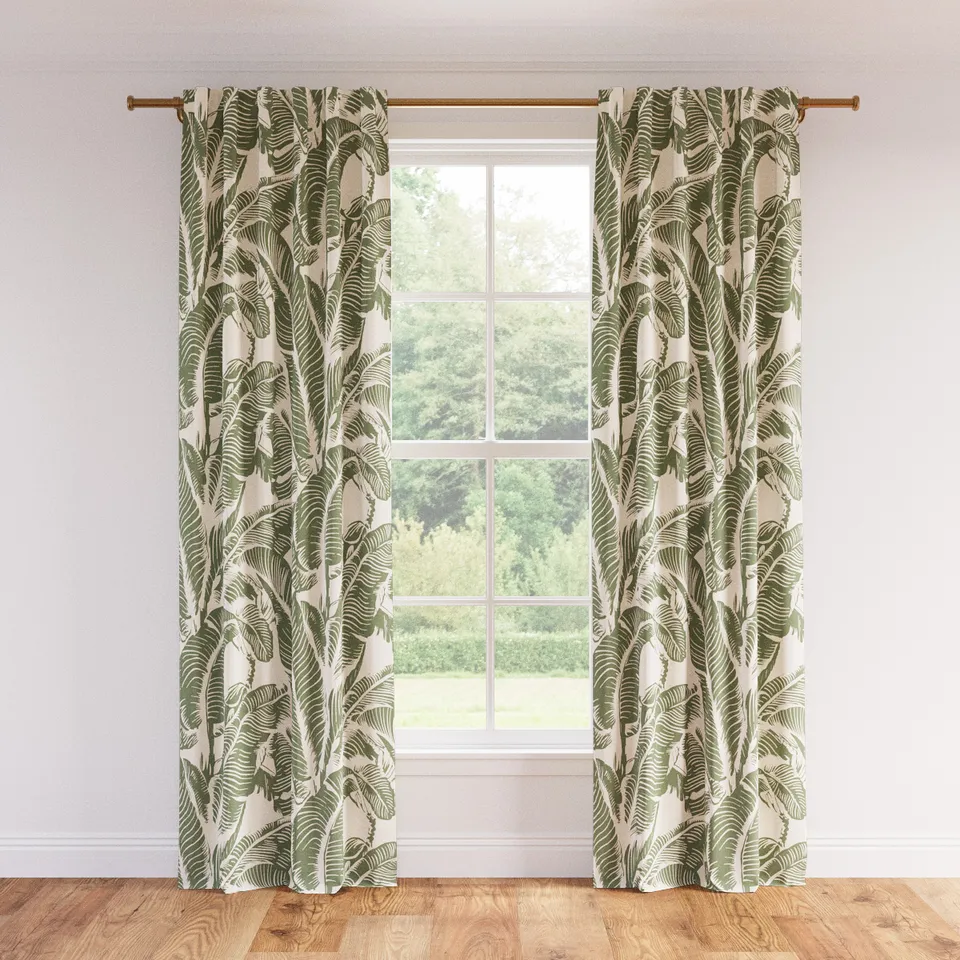 Printed Linen Curtain, Sage Martinique® Encore, 50" x 96", Unlined