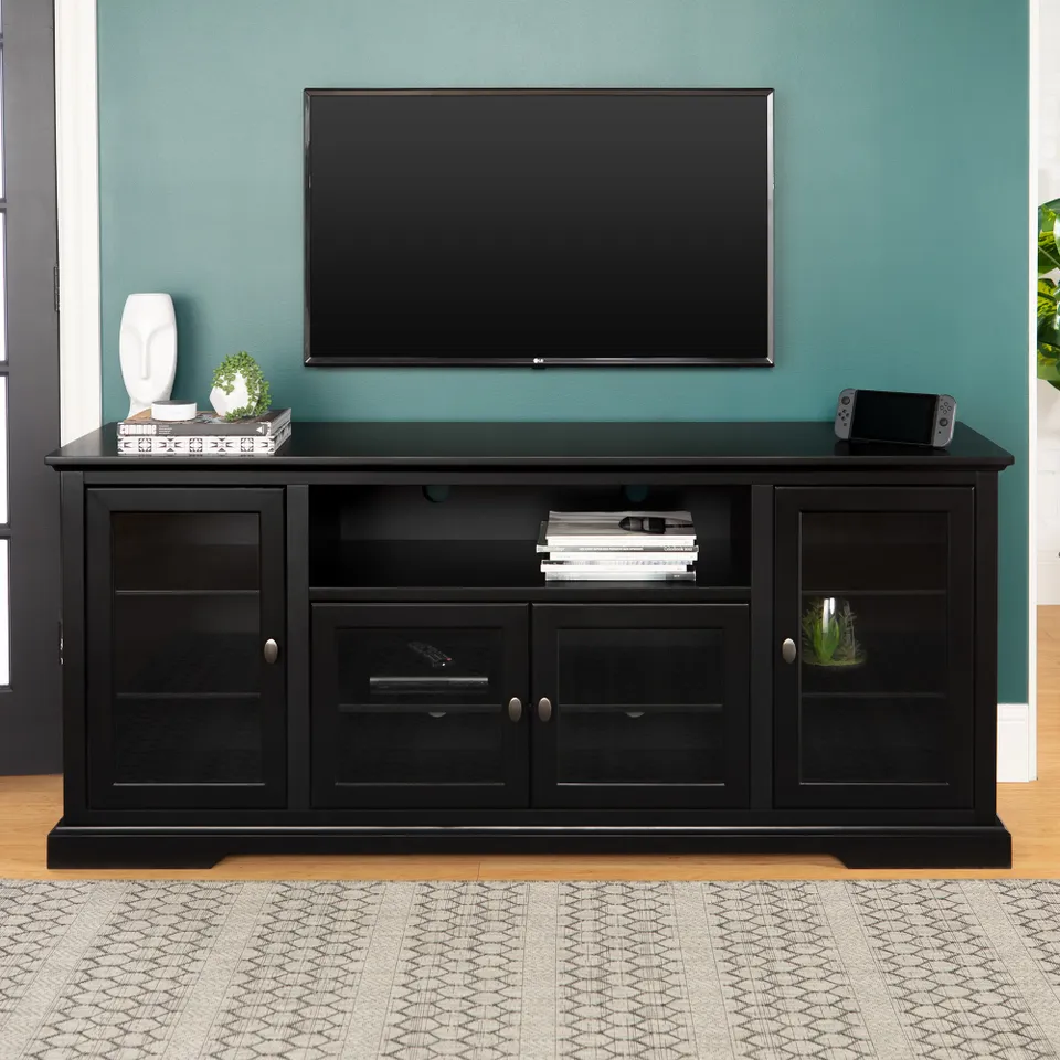 70" Traditional Wood TV Stand - Black