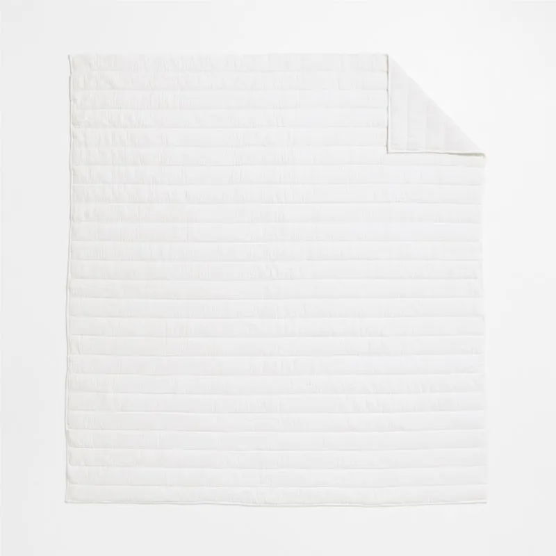 Organic Cotton Gauze Crisp White Full/Queen Channel Stitch Quilt