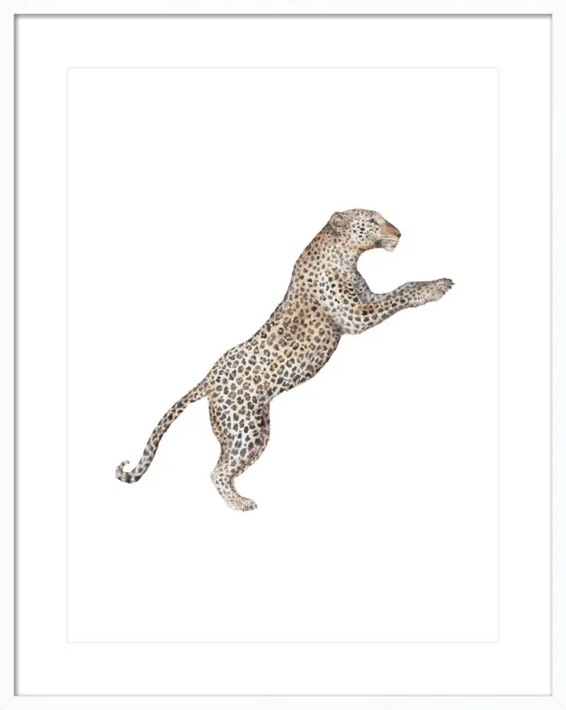 Leaping Leopard Watercolor by Lauren Rogoff for Artfully Walls