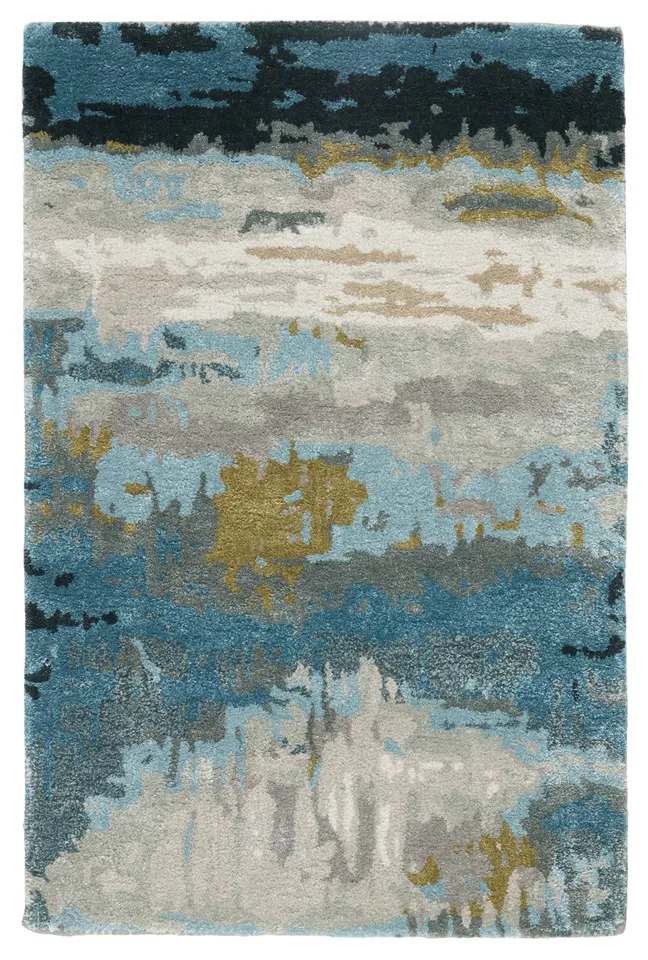 Benna Handmade Abstract Black/ Green Area Rug (2'X3')