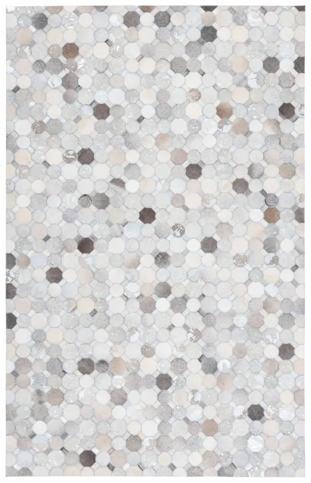 Safavieh Couture Studio Leather Collection Flat Weave Area Rug, Ivory / Grey, 4' x 6'