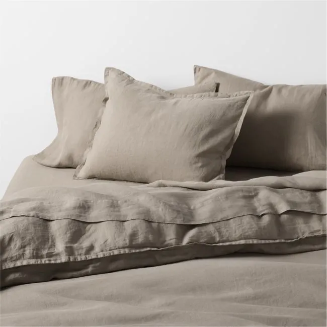 Aire Natural European Linen Clay Taupe Full/Queen Duvet Cover