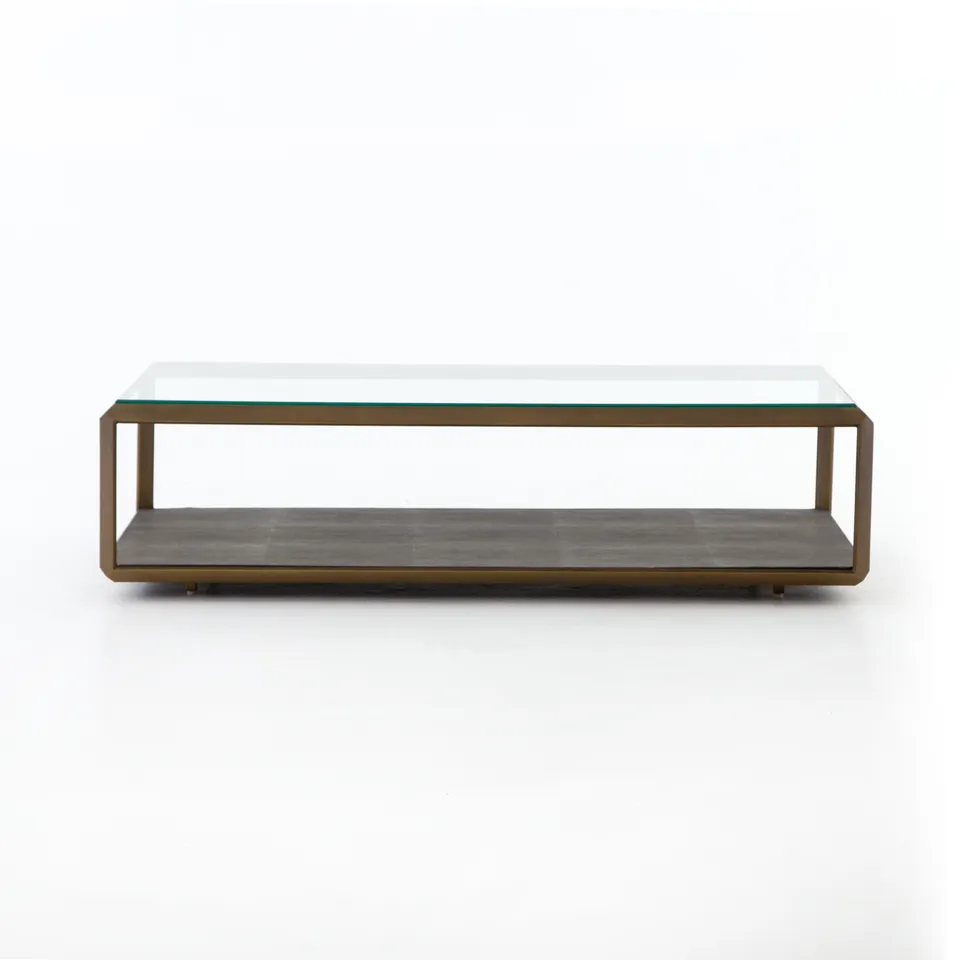 Shagreen Shadow Box Coffee Table - Tempered Glass