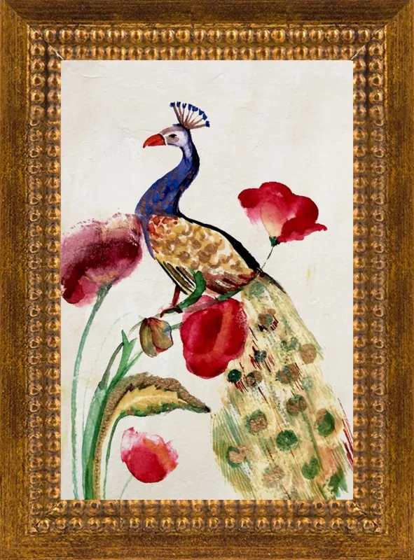 blue gold peacock by Ruti Shaashua for Artfully Walls