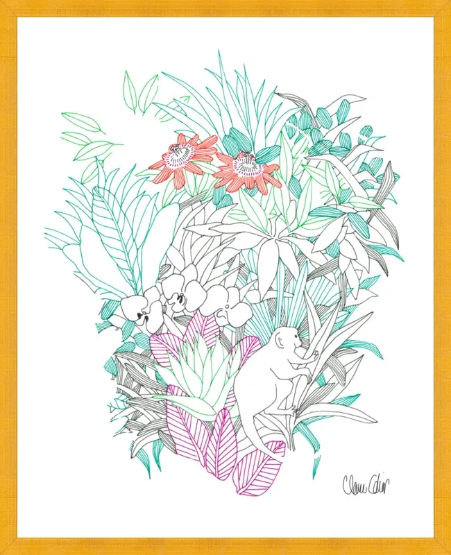 Passionflowers, orchids and the squirrel monkey  by Claire Colin for Artfully Walls