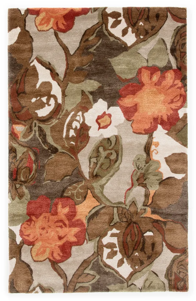 Petal Pusher Handmade Floral Light Gray/ Multicolor Area Rug (8'X10')