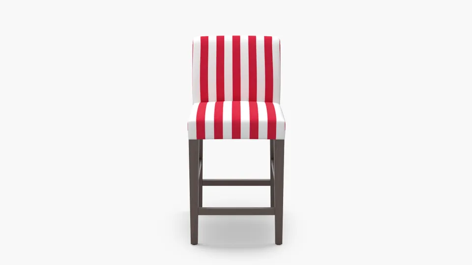 Signature Dining Counter Stool, Red Cabana Stripe, Natural Square Tapered Leg