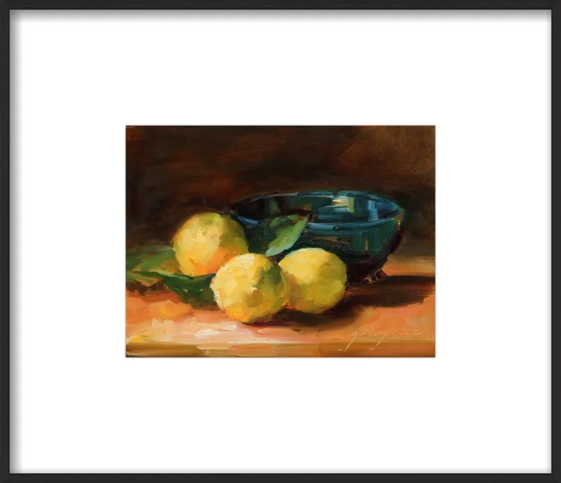 Lemons and Blue Bowl by Georgesse Gomez for Artfully Walls