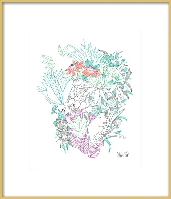 Passionflowers, orchids and the squirrel monkey  by Claire Colin for Artfully Walls