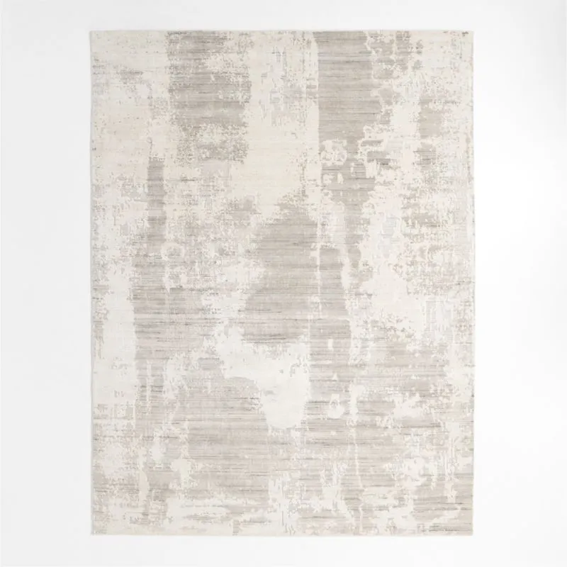 Tottori Viscose Abstract Handwoven Grey Area Rug 10'x14'
