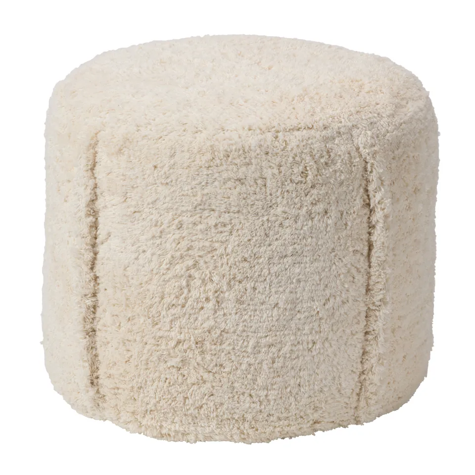 Vibe by Kore Handmade Solid Cream Cylinder Pouf