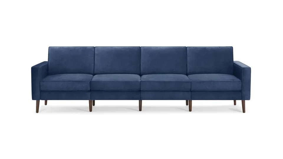 Nomad Velvet King Sofa - Midnight - Performance Velvet / Walnut - Wood