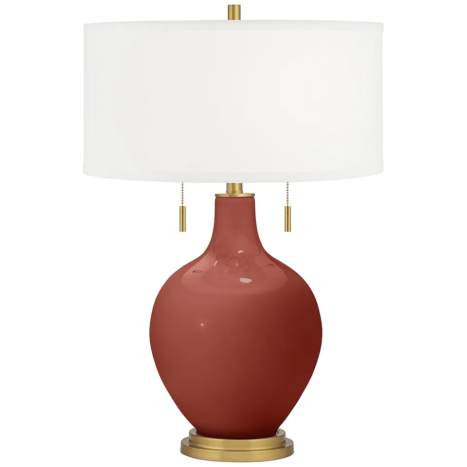 Color Plus Toby Brass 28" High Modern Madeira Red Table Lamp