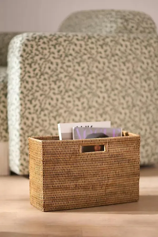Rattan Slim Magazine Holder