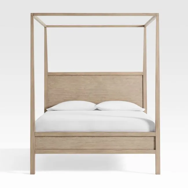 Keane Weathered Natural Solid Wood Queen Canopy Bed
