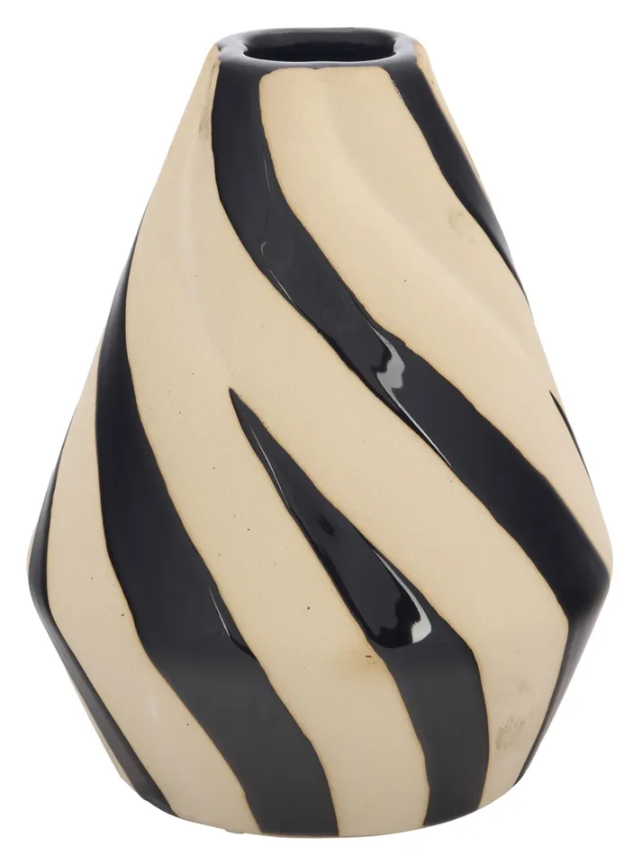 Zaro 8" Ceramic Spiral Vase - Black