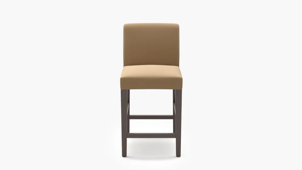 Signature Dining Counter Stool, Camel Performance Plush Velvet, Espresso Square Tapered Leg
