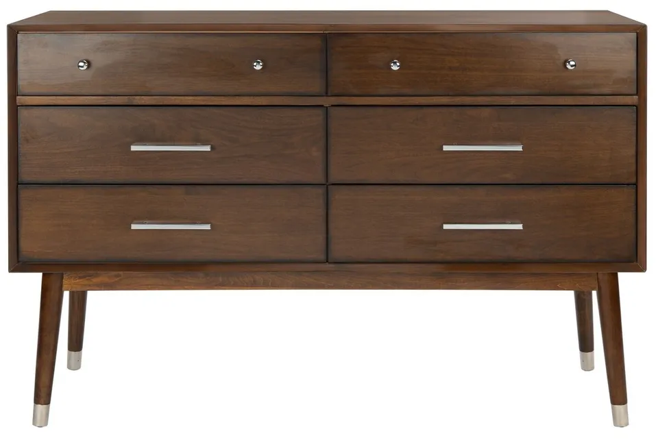 Madden Retro Dresser - Walnut/Silver - Safavieh