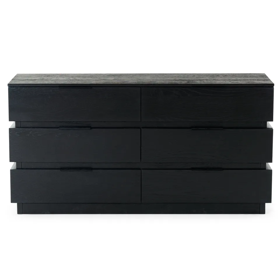 Titus 6 Drawer Stacked Dresser - Black