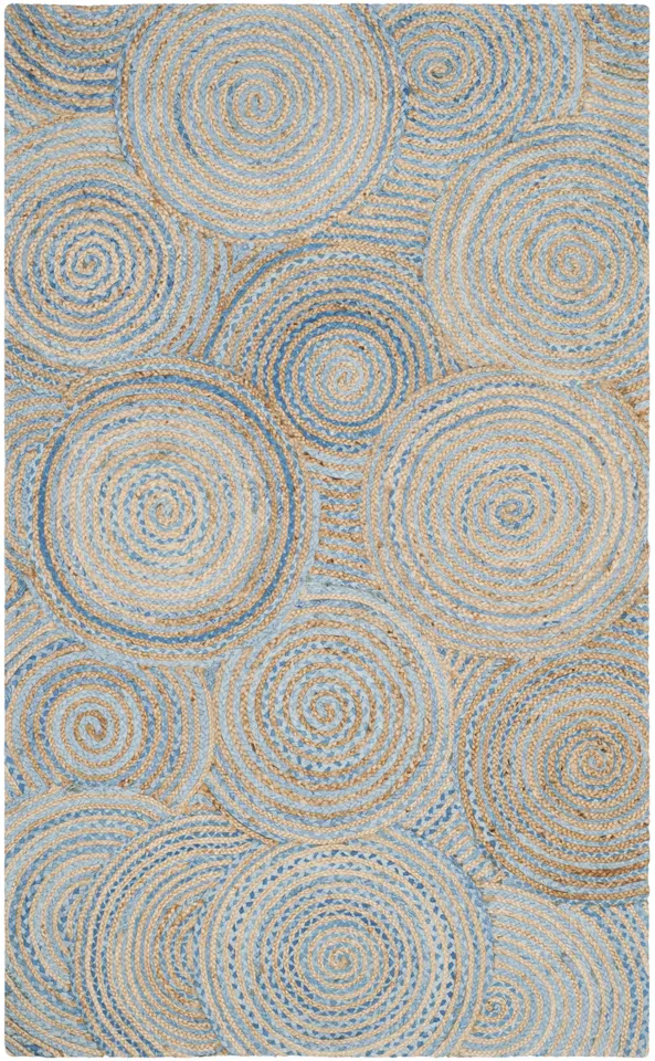 Arlo Home Hand Woven Area Rug, CAP602A, Natural/Blue,  6' X 9'
