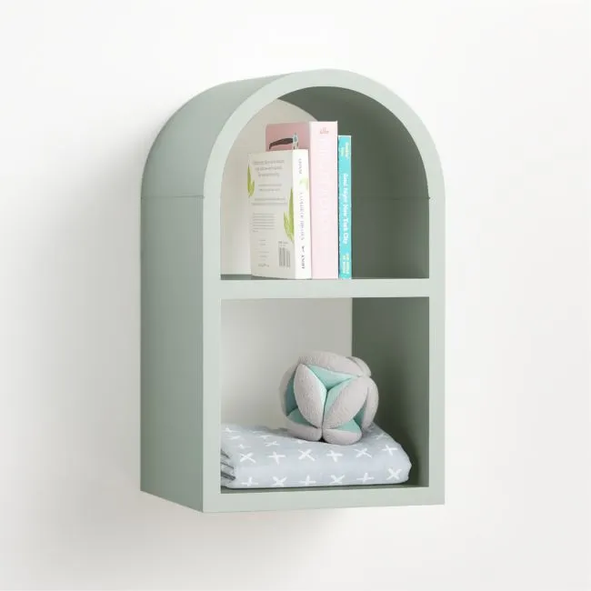 Mallory 11" Sage Green Small Kids Wall Shelf