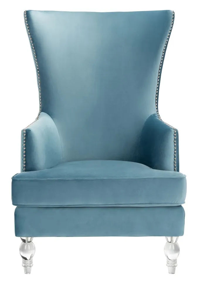 Geode Modern Wingback Chair - Light Blue