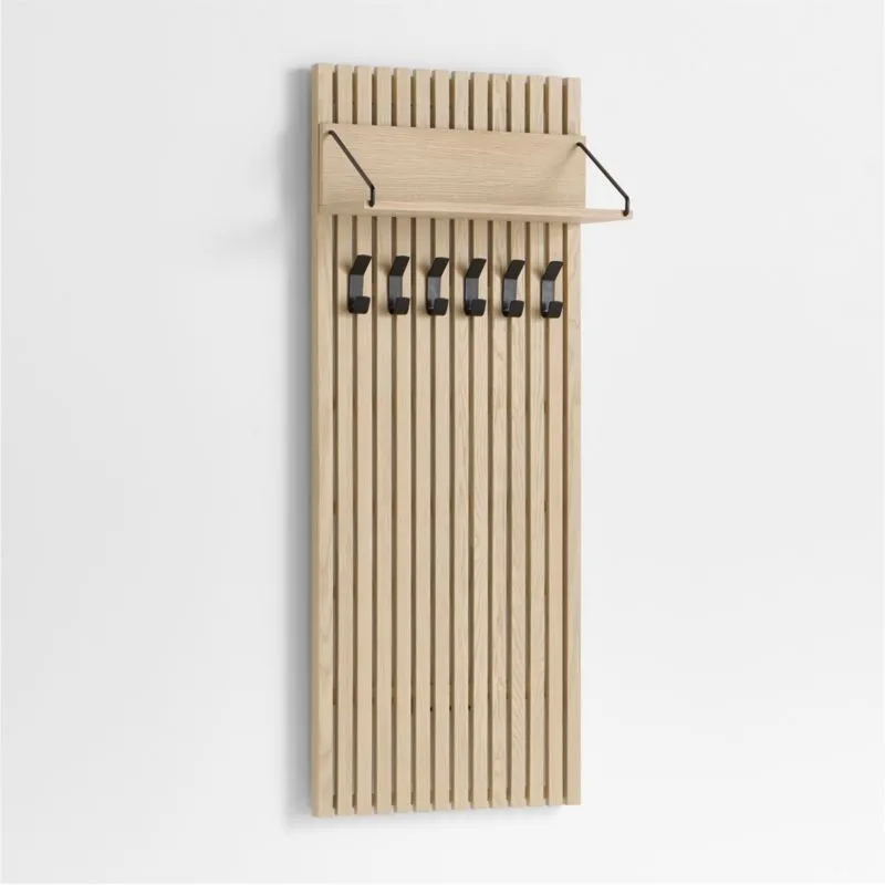 Batten 60" White Oak Panel with Reversible Shelf and Hooks