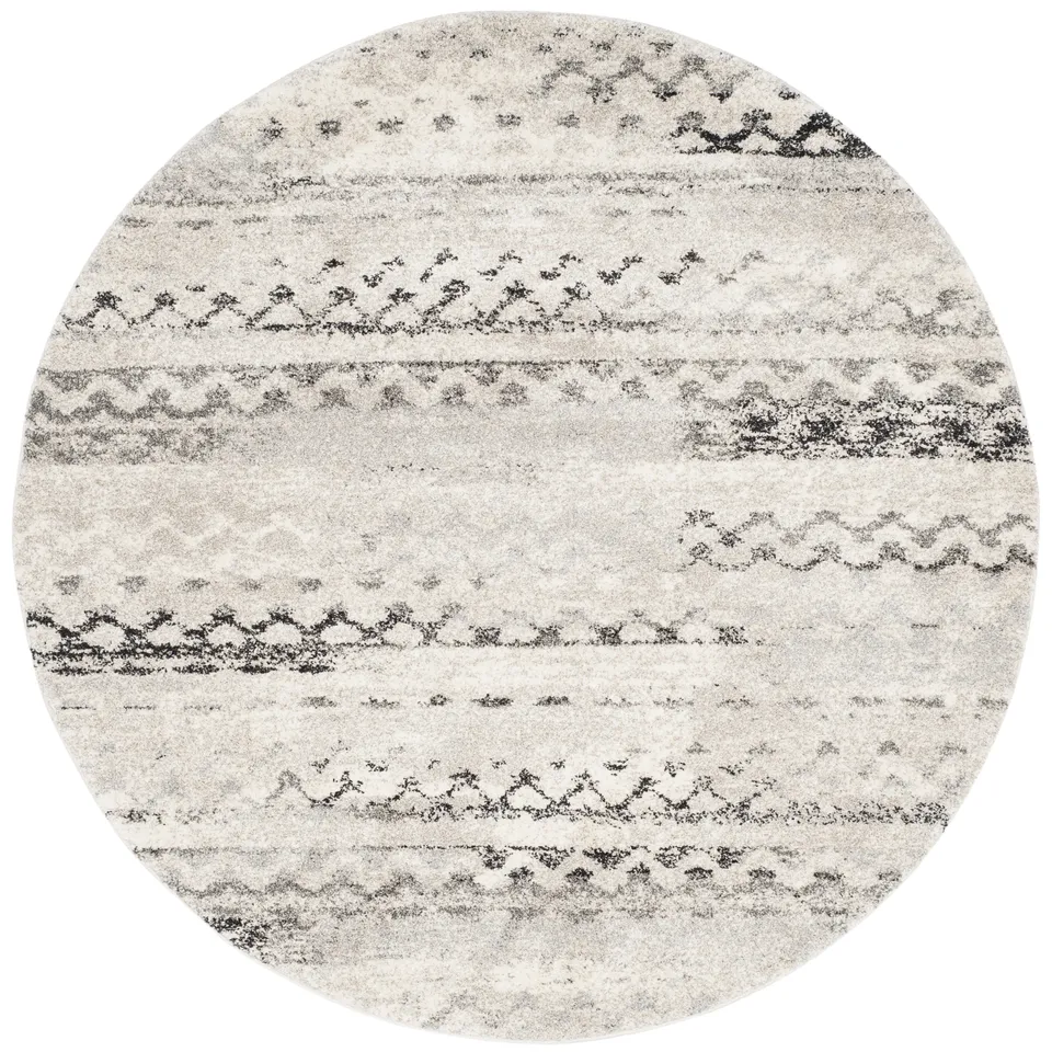 Arlo Home Woven Area Rug, RET2136-1180, Cream/Grey,  8' X 8' Round