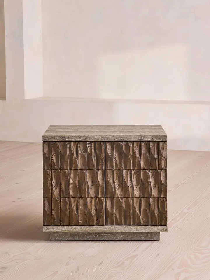 Alani Bedside Table, Travertine