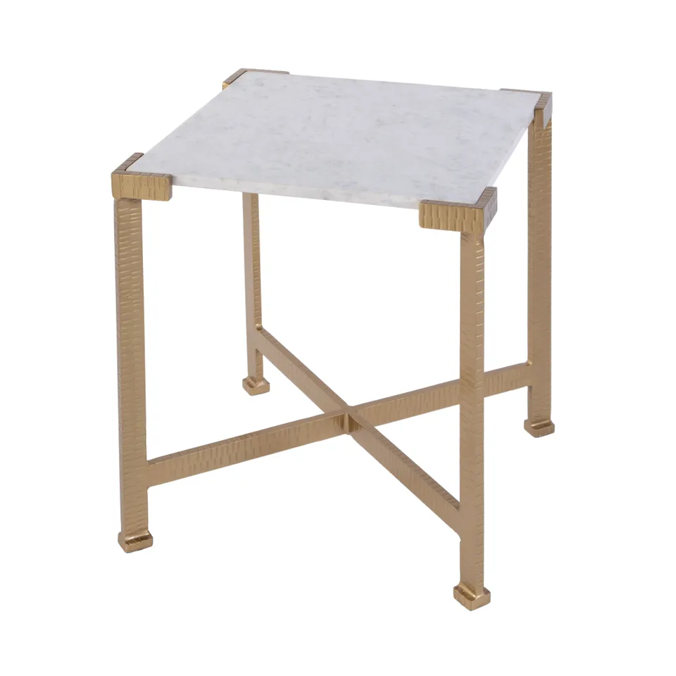 Loric Marble and Metal End Table