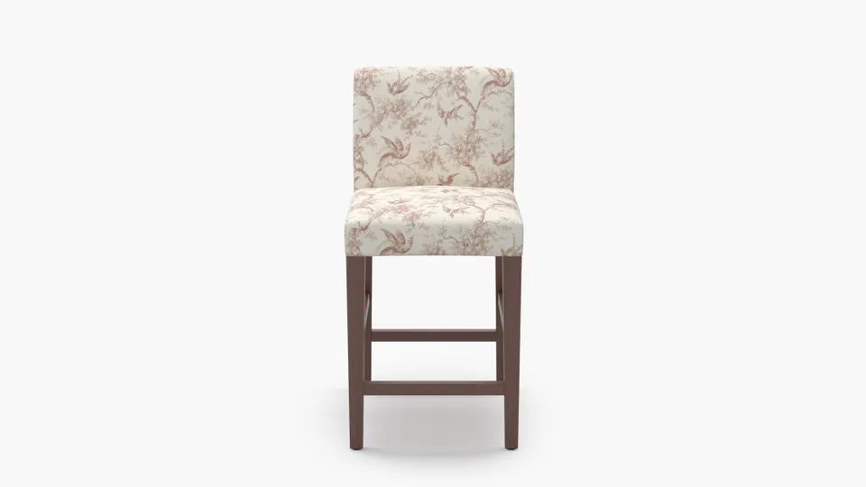 Signature Dining Counter Stool, Terracotta Swallows, Walnut Square Tapered Leg