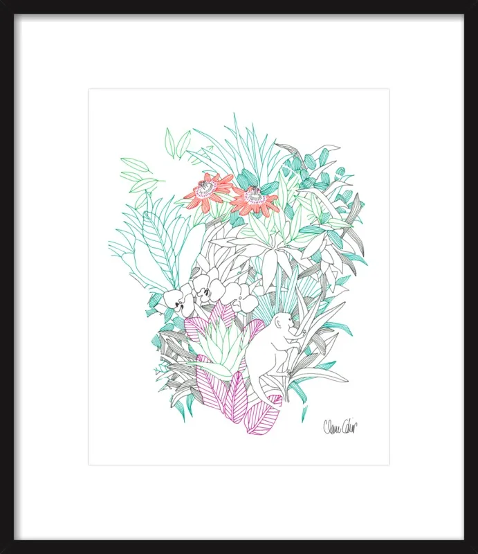 Passionflowers, orchids and the squirrel monkey  by Claire Colin for Artfully Walls
