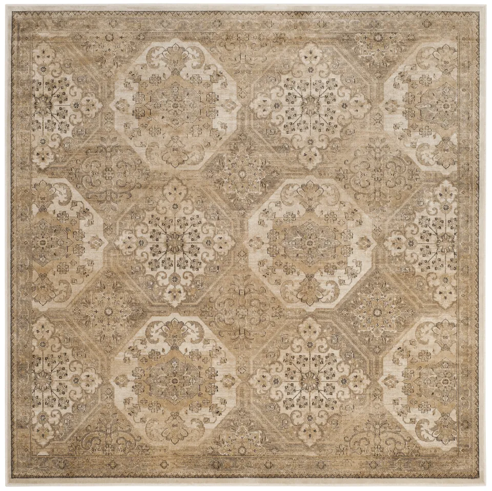 Arlo Home Woven Area Rug, VTG128-3440, Beige/Cream,  6' X 6' Square