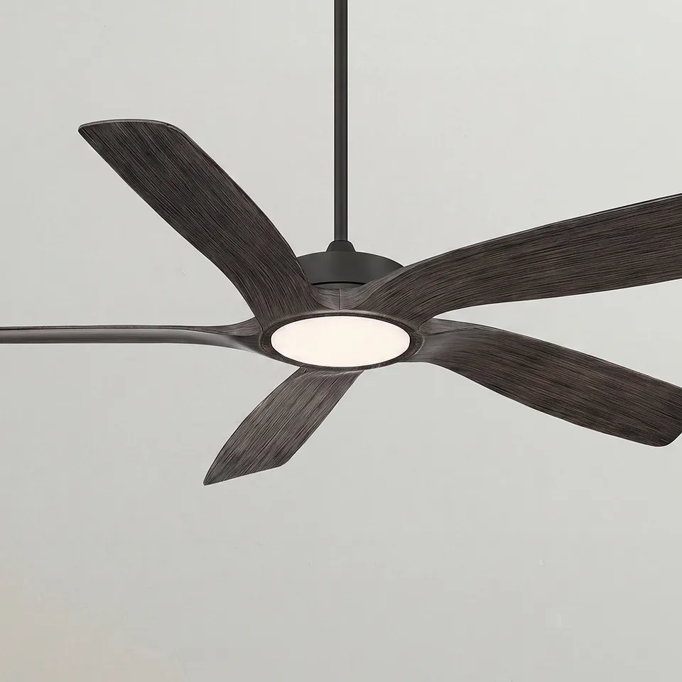56" Casa Vieja Mach-5 Matte Black LED Damp Ceiling Fan with Remote