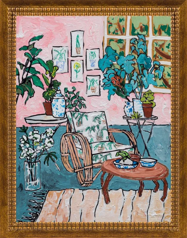 Cane Chair in Tropical Interior by Lara Lee Meintjes for Artfully Walls
