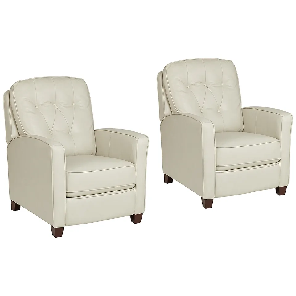 Benedict Livorno Pearl Off-White Leather 3-Way Recliners Set of 2