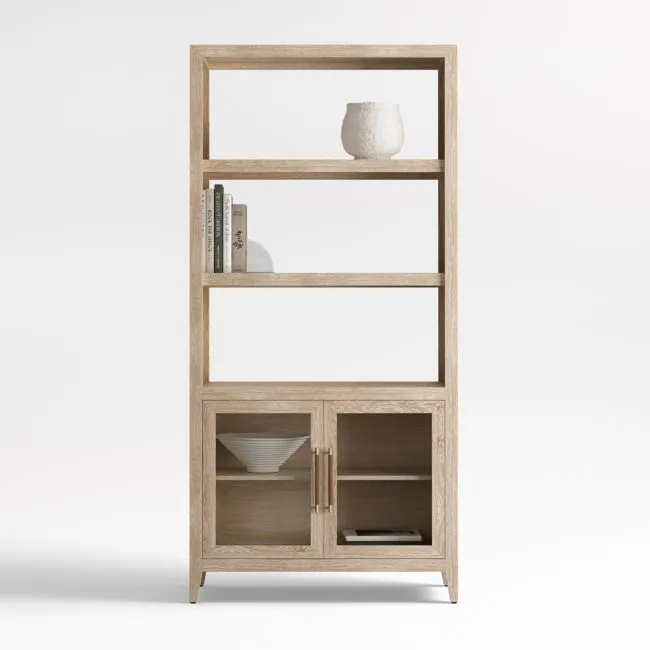 Clairemont 38" Natural Wood 3-Shelf Storage Bookcase