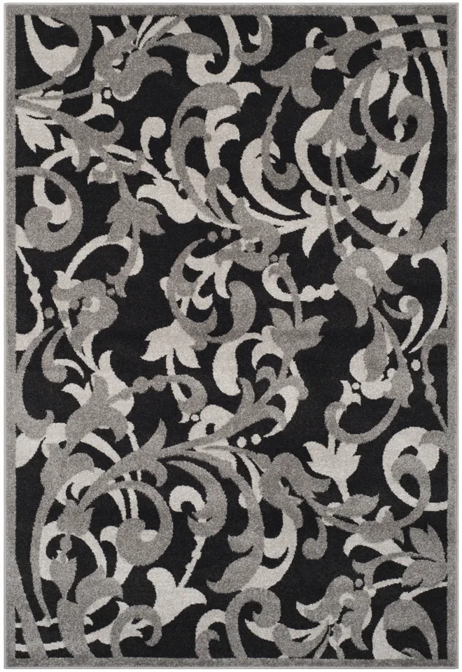 Arlo Home Indoor/Outdoor Woven Area Rug, AMT428G, Anthracite/Light Grey,  6' X 9'