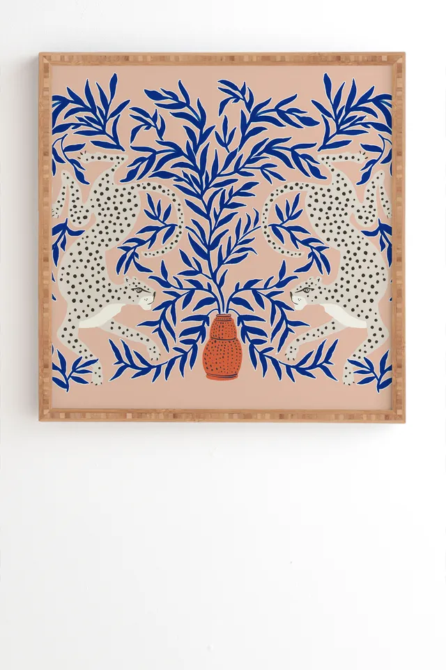 Leopard Vase by Megan Galante - Framed Wall Art Bamboo 20" x 20"